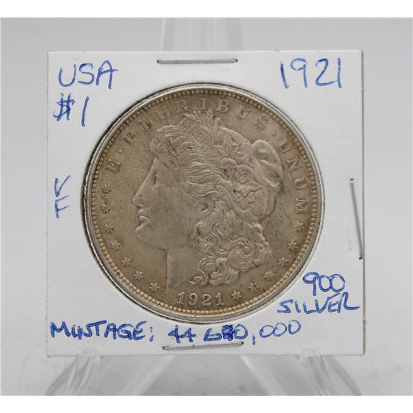 1921 USA MORGAN SILVER DOLLAR 900 SILVER