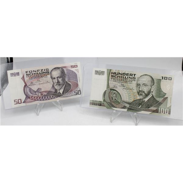 PAIR OF AUSTRIAN BANKNOTES. UNCIRCULATED.