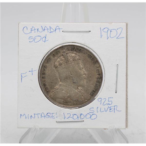 1902 CANADA 50 CENTS SILVER COIN