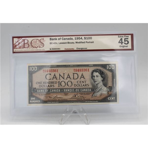 1954 CANADA $100 BANKNOTE. MP. LAWSON-BOUEY.