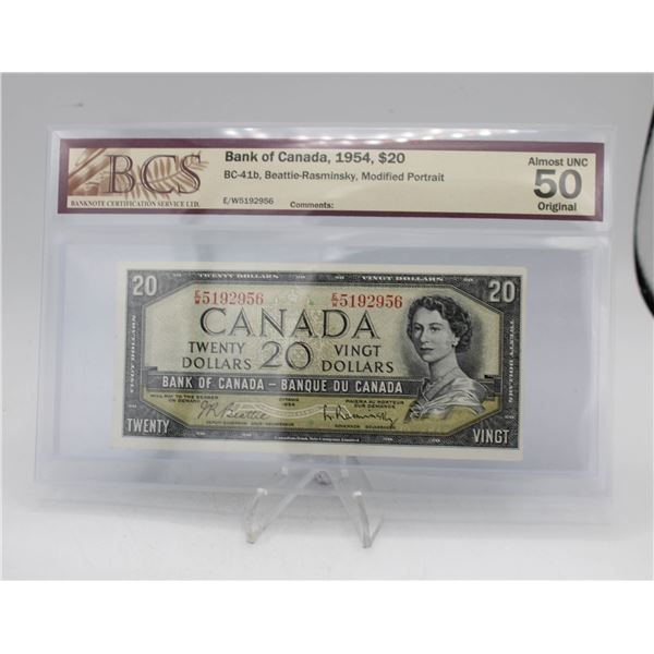 1954 CANADA $20 BANKNOTE. MP. BEATTIE-RASMINSKY