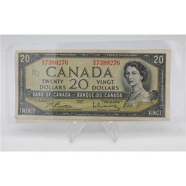 PAIR OF 1954 CANADA $20 BANKNOTES. MP.