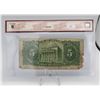 Image 2 : 1938 BANK OF MONTREAL $5 BANKNOTE. CERTIFIED.