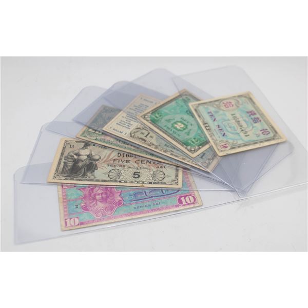 LOT OF 7 MILITARY PAYMENT VOUCHERS USA AND FRANCE