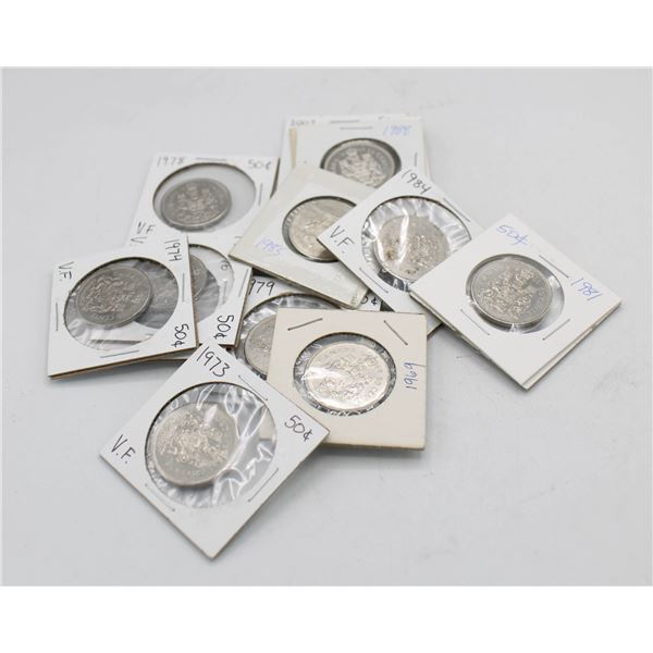 LOT OF 16 CANADA 50 CENT COINS