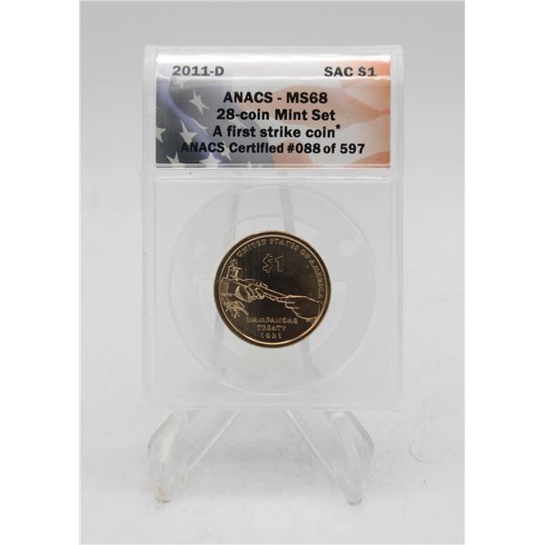 2011D USA SACAGAWEA $1. CERTIFIED. FIRST STRIKE.