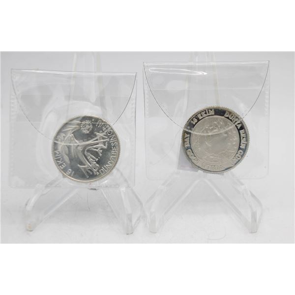 PAIR TURKEY 1500 LIRA SILVER COINS. UNC. SCARCE.