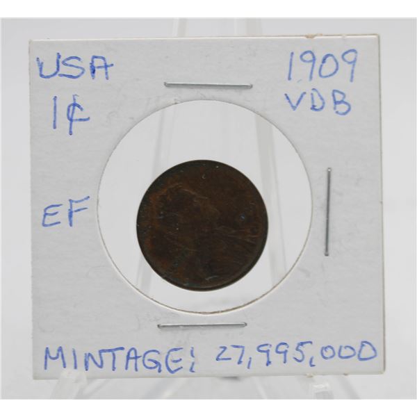 1909 VDB USA 1 CENT COIN