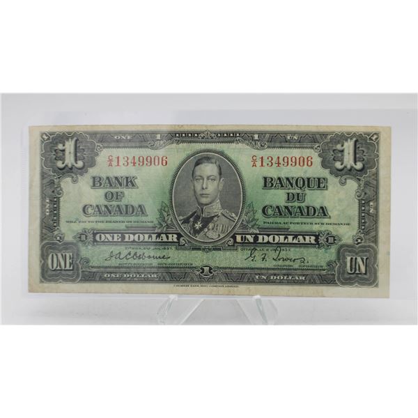1937 CANADA $1 BANKNOTE. SCARCE OSBORNE
