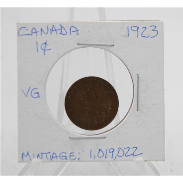 1923 CANADA 1 CENT COIN. KEY DATE.