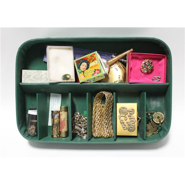 ANTIQUE LADIES JEWELLERY BOX WITH CONTENTS