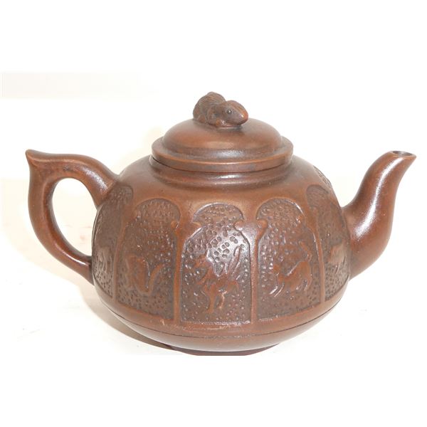 PURPLE CLAY ZODIAC ANIMALS TEAPOT