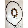 Image 1 : MULTI BEADS BRACELET & PURPLE TAN WOOD NECKLACE