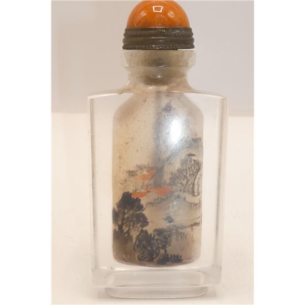 ROCK CRYSTAL INSIDE PAINTED SNUFF BOTTLE