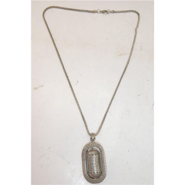 SINO-TIBETAN ROTATING PRAYER WHEEL PENDANT