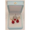 Image 1 : JAPANESE RED CORAL FLOWER RING & EARRINGS