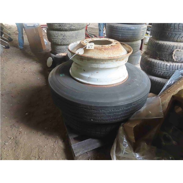 2 Goodyear Tractor Tires 11R 22.5 10 Bolt Rims