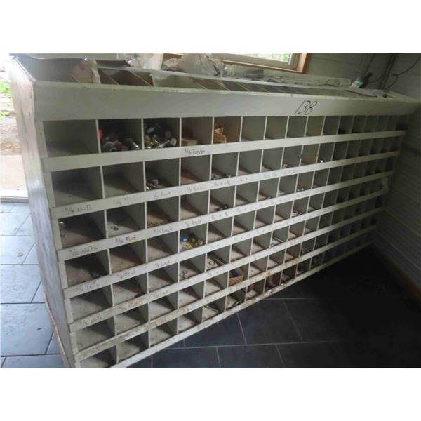 Double Sided Pigeon Holed Cabinet 50"x 96"x 20" Full of Screws, 