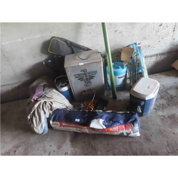 Totem Food Smoker,  9'x 9' Dome Tent, water Jug, Coleman 