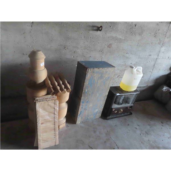 Keroseen Heater, Wood Tool Box, Staircase Bannister