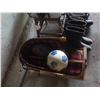 Image 3 : Wooden High Chair, Kids Sled, Soccer ball, Tv Table 