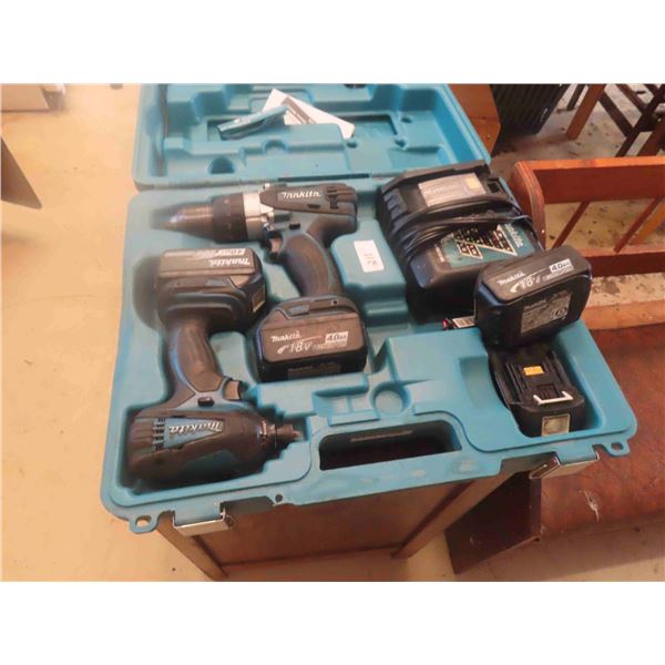 Makita 18V Cordless Tool Set: 1/2 " Drill, 1/4" Impact, 