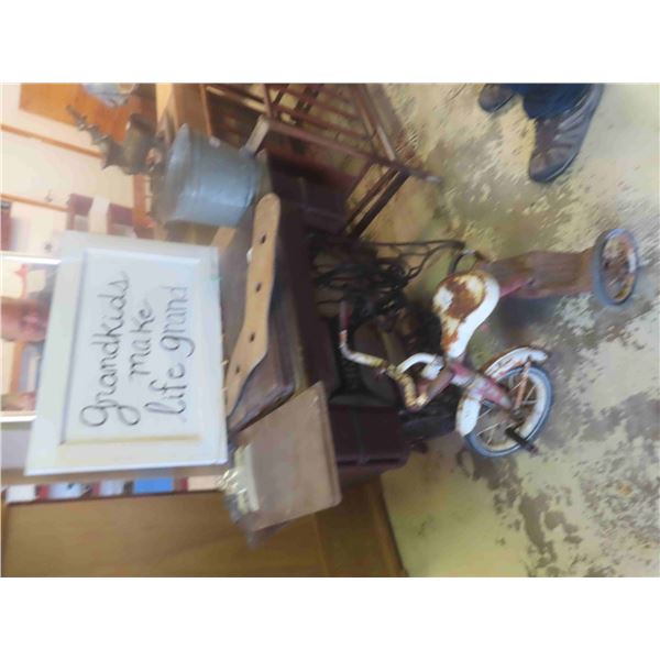 Treadle Sewing Machine, Tricycle, Mirror, Antique