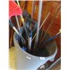 Image 4 : Poly Barrel With Hand Tools: Rake, Hoe, Snow 