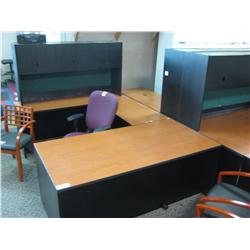 Cherry U Shaped Executive Desk With Hutch