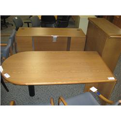 Oak P Top Desk With Credenza