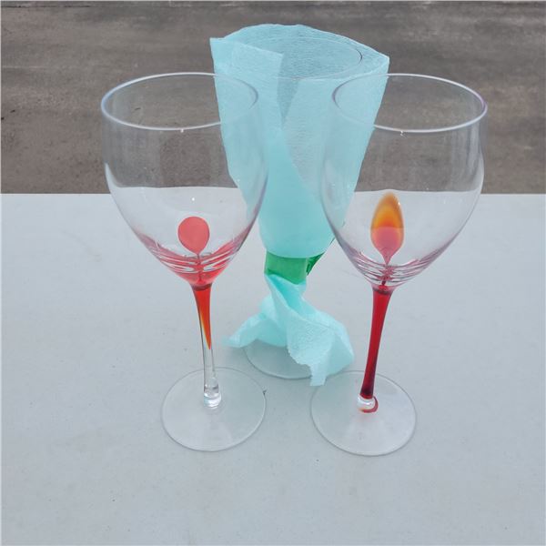 3x Vtg Artland Drip Stemmed Glasses