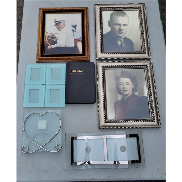 Lot of Old Photos and Frames & Bible