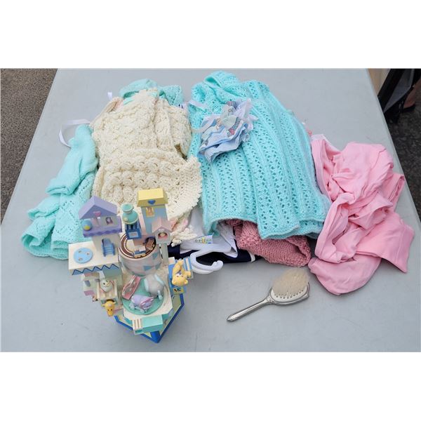 Vtg Childrens Lot - Handmade Clothing, New Baby Dress, Brush, Etc