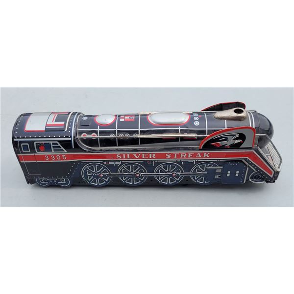 Vintage Tin Metal Toy Train - Silver Streak 3305