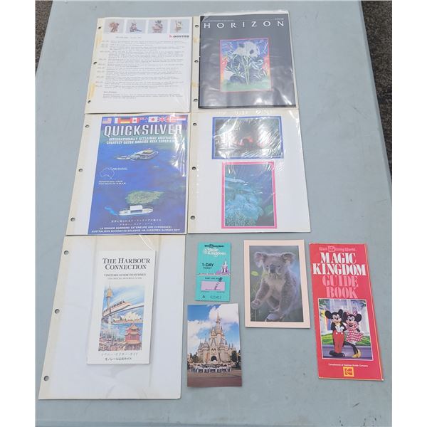 NZ $ Bank Note, Coins, Lot of Souvenir Items - Australia, Walt Disney World, New Zealand