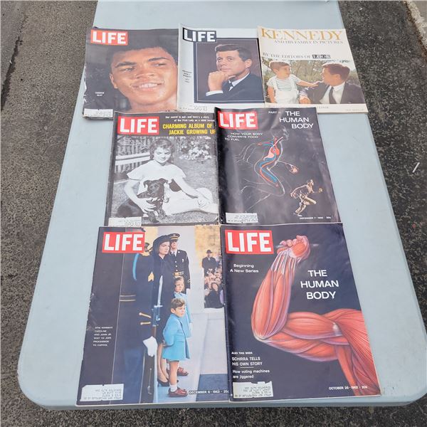 Lot of Vintage Life Magazines + 1 Kennedy, Cacious Clay is cover only
