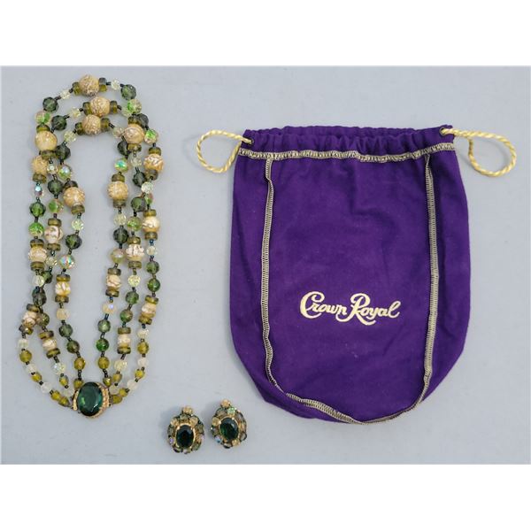 1940s 1950s Cosstume Jewellery - Necklace and Clip nEarrings