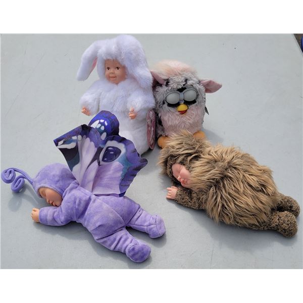 Lot of Vintage Toys - 3 Anne Geddes Babies + Furby