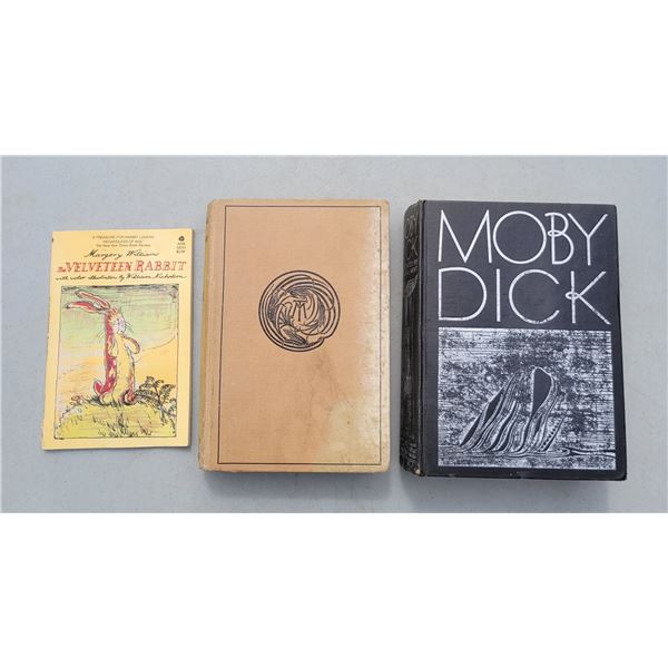 3 Old Books - The Velveteen Rabbit, Huckleberry Finn, Moby Dick