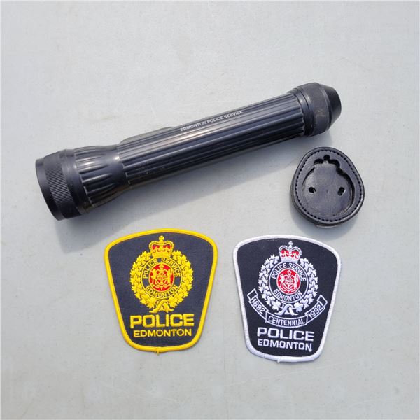 Police Director-Lite, 2 Edmonton Shoulder Patches, Edmonton Police Badge Holder