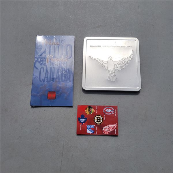 Sealed 2000 Pride Millenium Quarter, Mellenium Stamp Token Keepsake + Hockey Stamp Booklet
