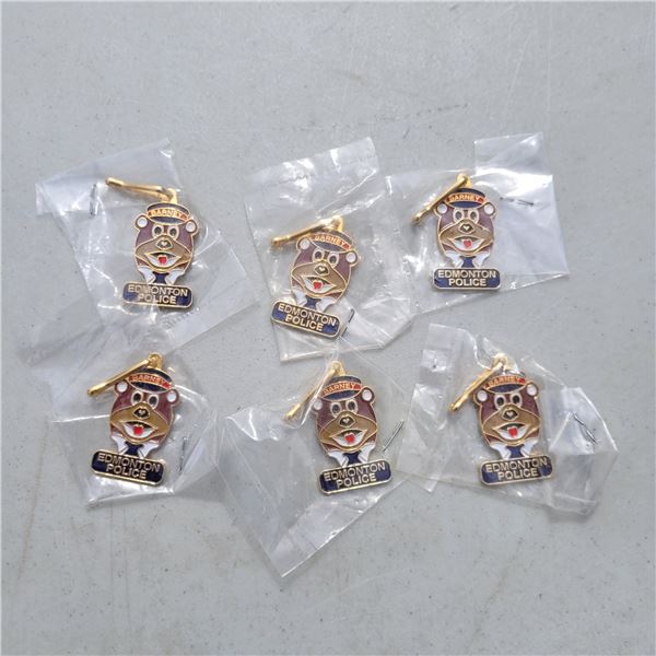 Lot of 6 Barney Edmonton Police Mascot Zipper Pulls