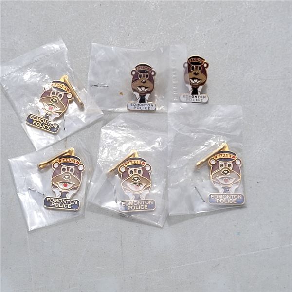 Lot of 6 Barney Edmonton Police Mascot Zipper Pulls