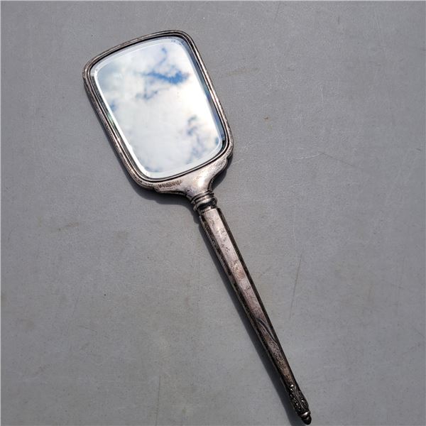 Antique Birks Sterling Silver Vanity Hand Mirror - Monogram