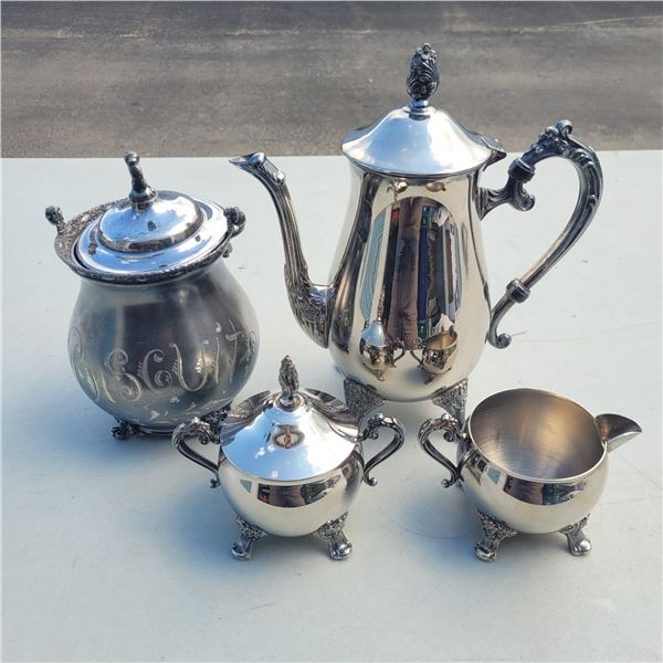 4 Piece Tea Service Set + Lidded Biscuit Urn