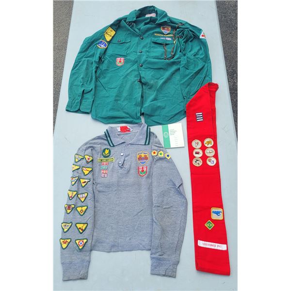 Vintage Boy Scouts Sweater, Button Up Shirt, Sash w/ MANY Patches