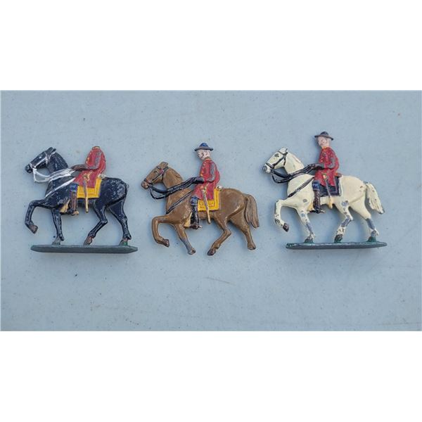 Lot of 3 Lead Metal Toy Soldiers on Horses