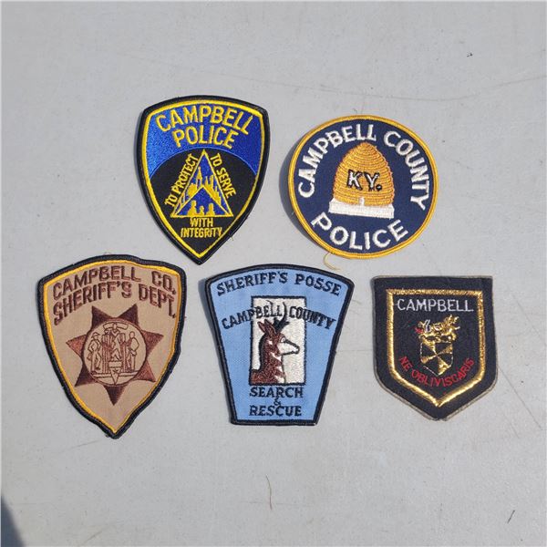 Lot of 5 Campbell County Police Shoulder Patches