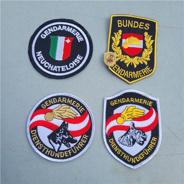 Lot of 4 Foreign Police Shoulder Patches + 1 Pin