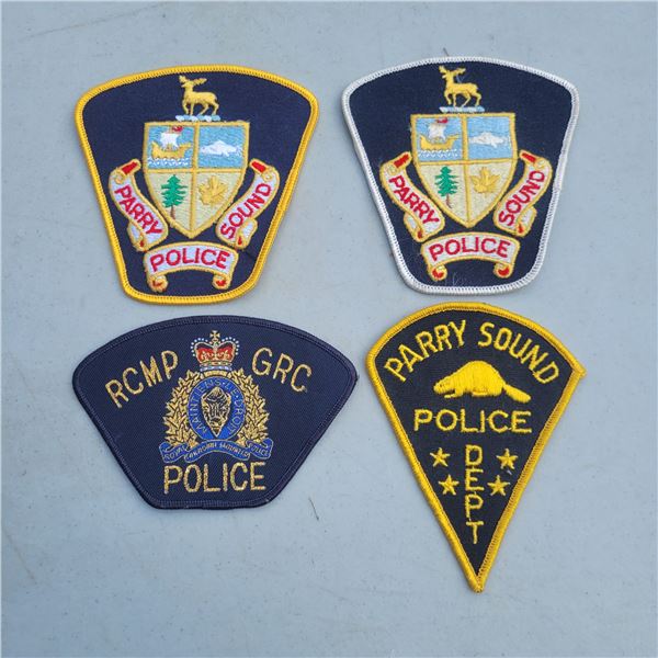 Lot of 3 Parry Sound Police Patches + 1 RCMP Patch